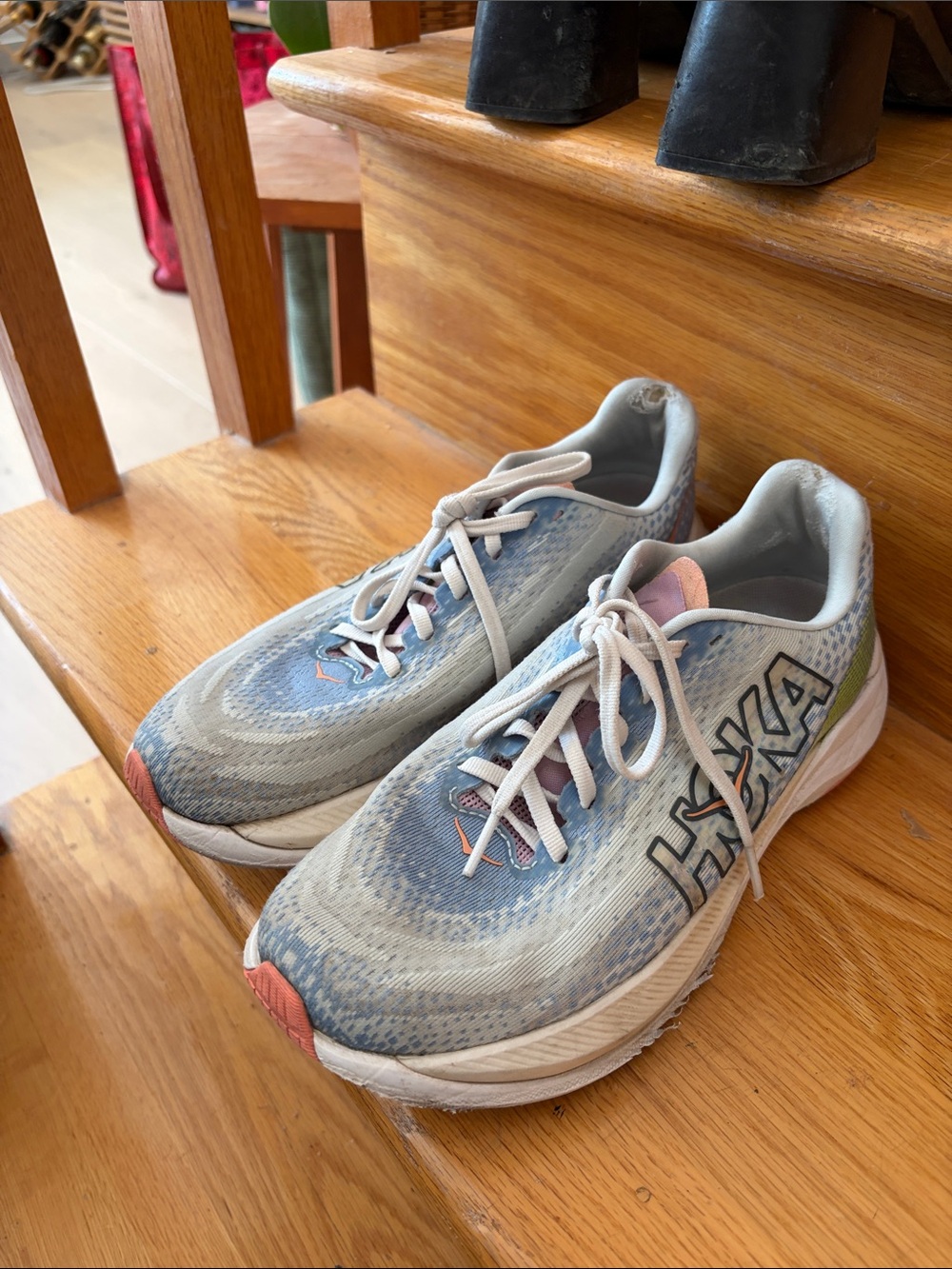 Hoka Women's Sky Blue and Pink Athletic Running Shoes